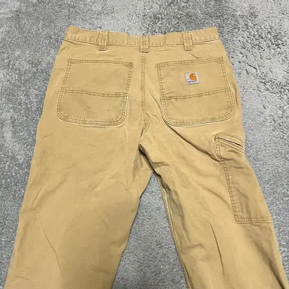 Carhartt Pants Mens 32 x32 Tan Relaxed Rugged Flex Canvas Work - Picture 2 of 12